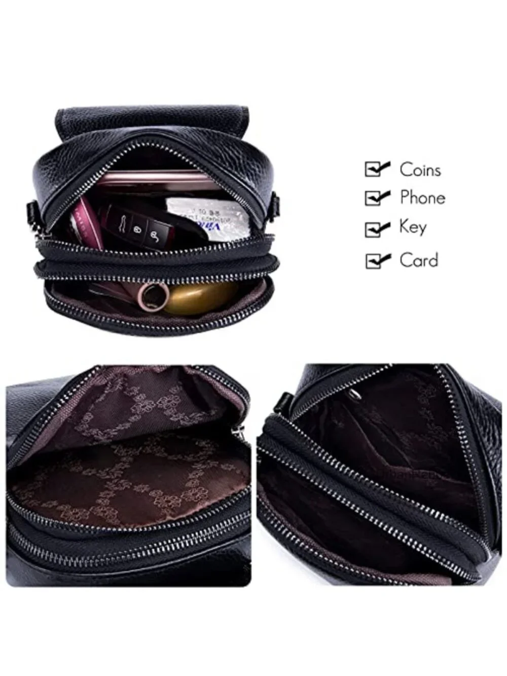 FANDARE Genuine Leather Crossbody Phone Bag Messenger Shoulder Pouch